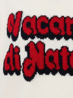Weißer Jungenpullover Douglas mit Rundhalsausschnitt und Jacquard-Logo aus dem Film „Vacanze di Natale“ | VACANZE DI NATALE SONDERAUSGABE