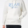 Weißer Kapuzenpullover für Herren mit „Relax Don't do it“-Stickerei