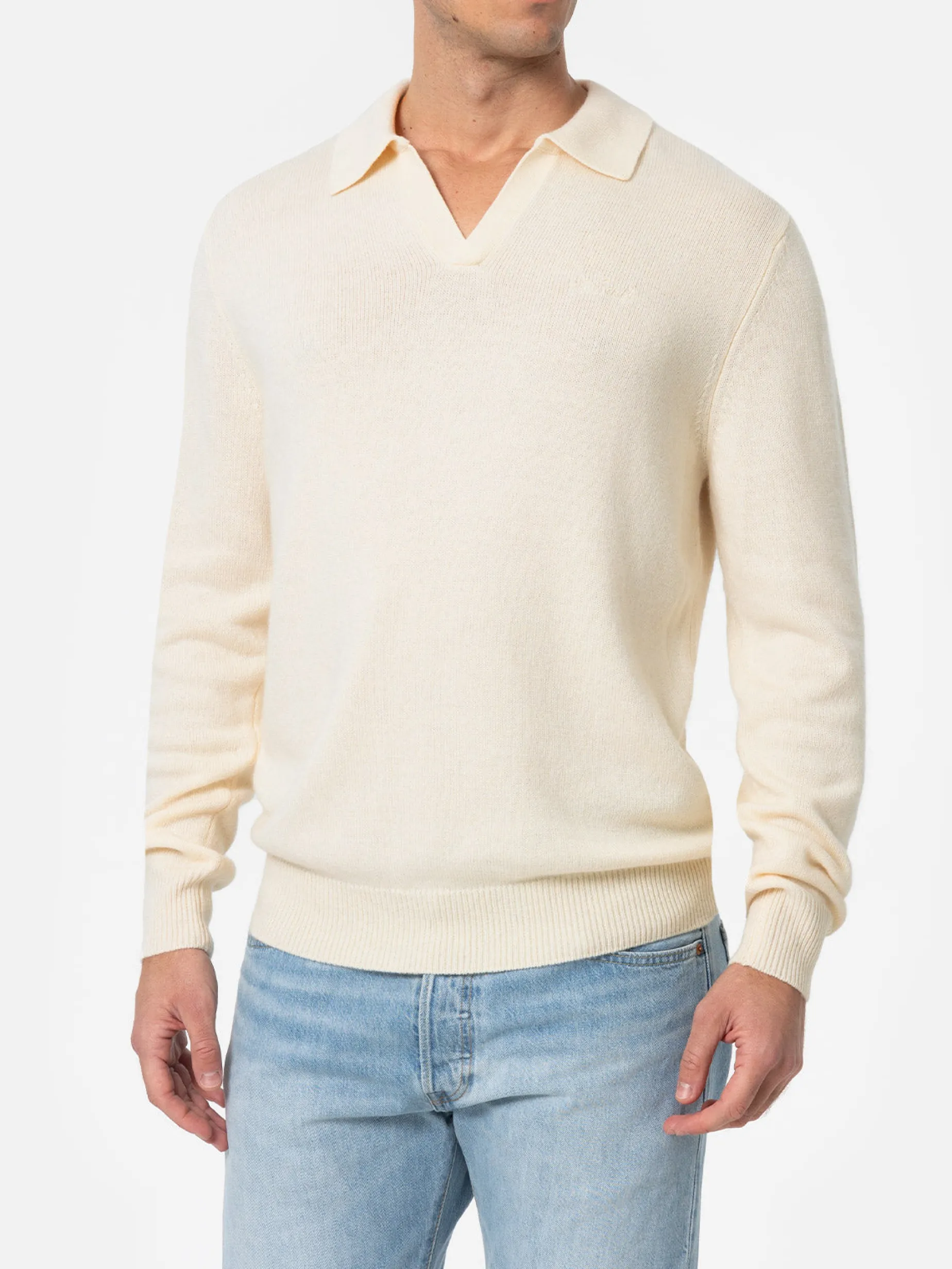 Weißer Kaschmir-Pullover mit Polokragen Covent für Herren