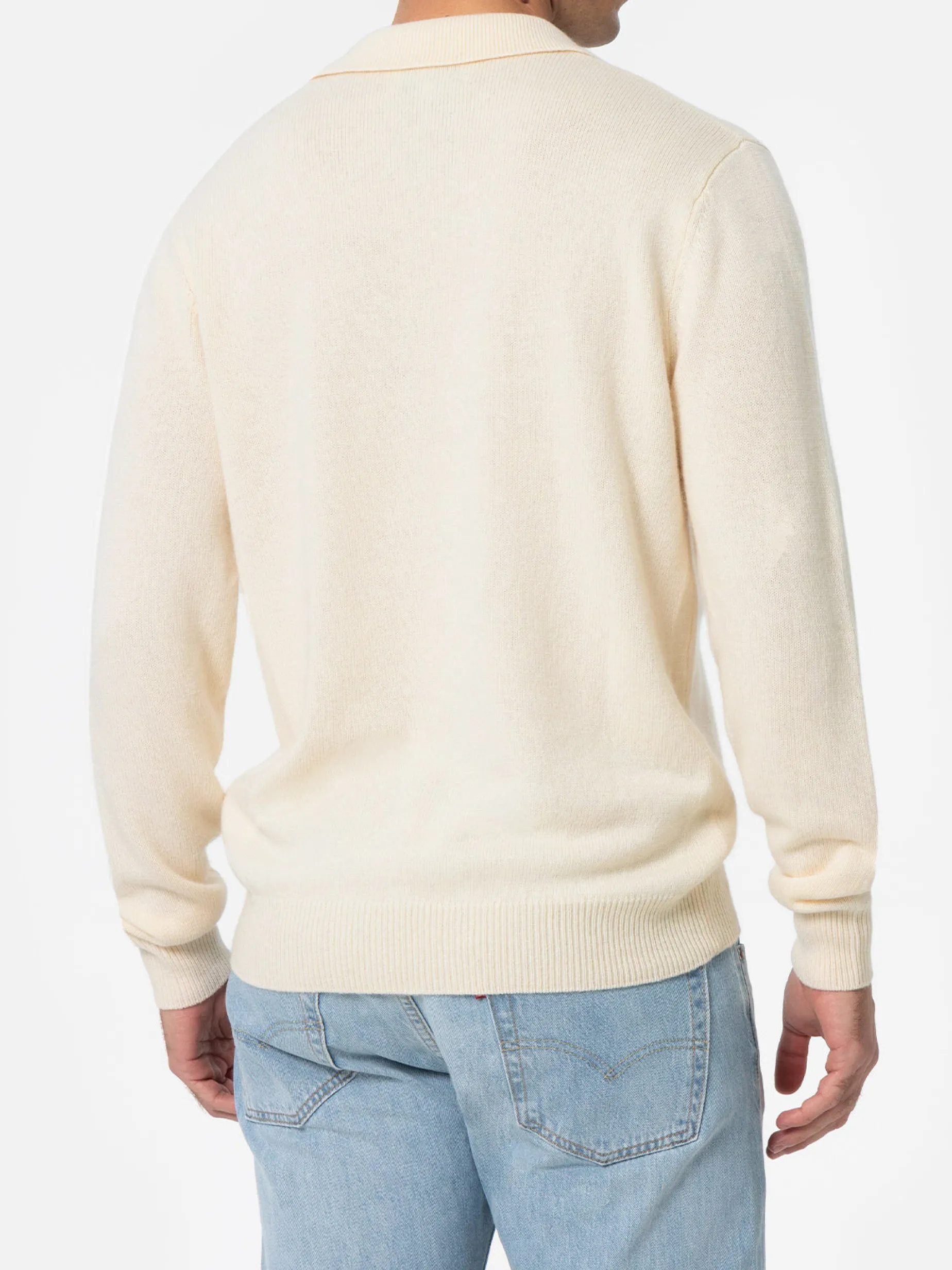 Weißer Kaschmir-Pullover mit Polokragen Covent für Herren