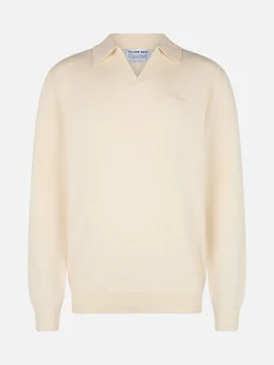 Weißer Kaschmir-Pullover mit Polokragen Covent für Herren
