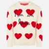 Weißer Mädchenpullover mit Herz-Jacquard-Print