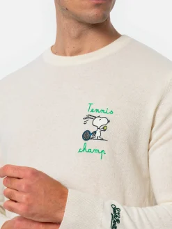 Weißer Pullover für Herren Heron mit Snoopy-Tennischampion-Stickerei | SNOOPY PEANUTS SPECIAL EDITION