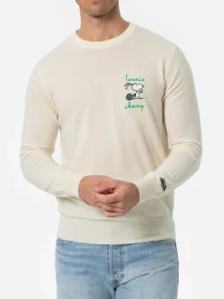Weißer Pullover für Herren Heron mit Snoopy-Tennischampion-Stickerei | SNOOPY PEANUTS SPECIAL EDITION