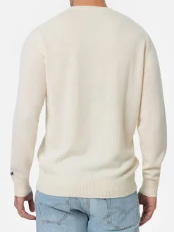 Weißer Pullover für Herren Heron mit Jacquard-Print Mountain Lover