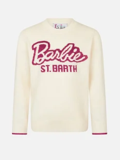 Weißer Pullover für Mädchen mit Rundhalsausschnitt und Barbie-Aufdruck | BARBIE-SONDEREDITION