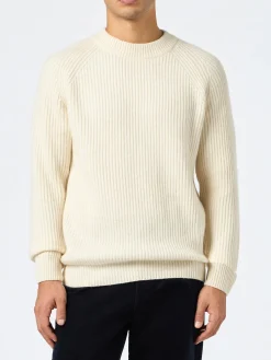 Weißer Rippenpullover für Herren Marine