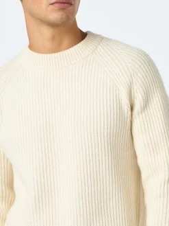 Weißer Rippenpullover für Herren Marine
