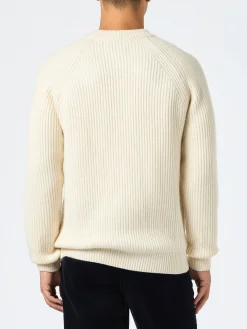 Weißer Rippenpullover für Herren Marine