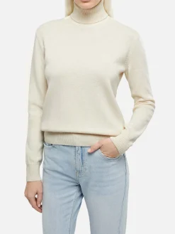 Weißer Rollkragenpullover für Damen Moody
