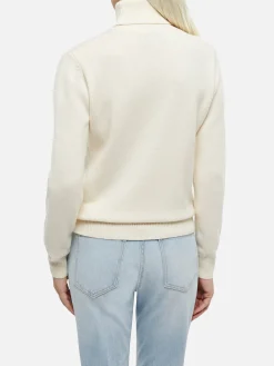 Weißer Rollkragenpullover für Damen Moody