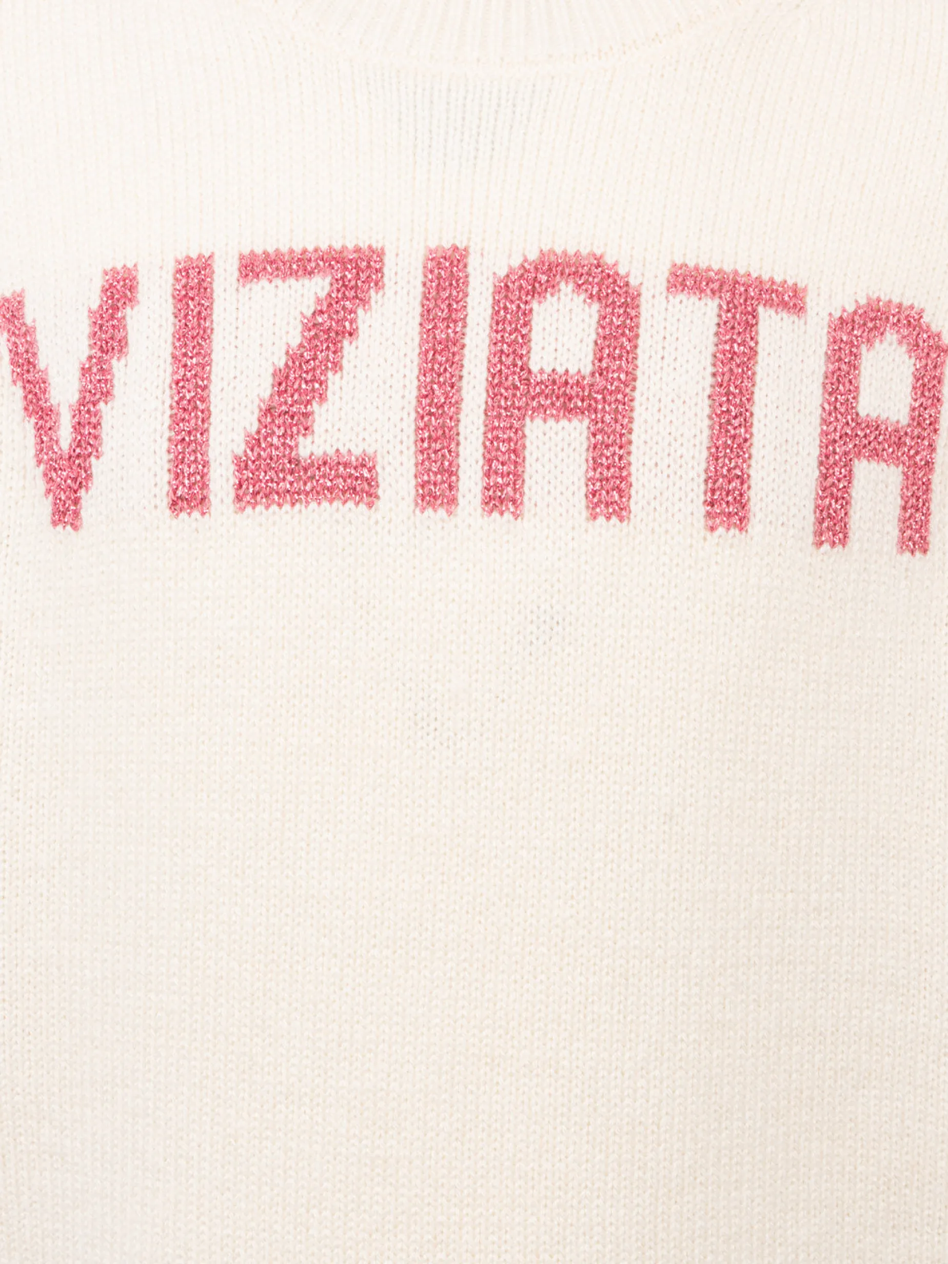 Weißer Rundhalspullover für Mädchen „Princess“ mit Viziata-Lurex-Print