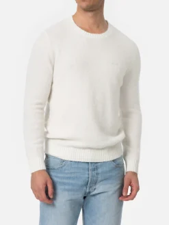 Weißer Rundhals-Stretchpullover für Herren Regent