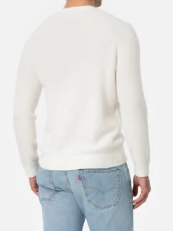 Weißer Rundhals-Stretchpullover für Herren Regent