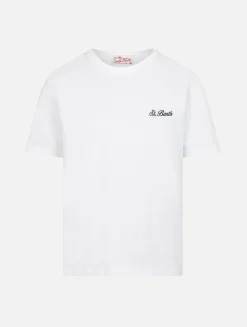 Weißes Baumwolljersey-T-Shirt „Dover“ für Jungen mit St. Barth-Stickerei