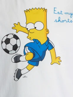Weißes Baumwoll-T-Shirt für Jungen Dean Jr mit Bart-Simpson-Aufdruck und Stickerei | DIE SIMPSON-SONDERAUSGABE