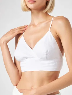 Weißes Bralette-Oberteil aus Leinen