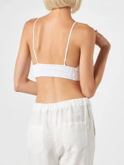 Weißes Bralette-Oberteil aus Leinen
