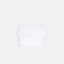 Weißes Bralette-Oberteil aus Leinen