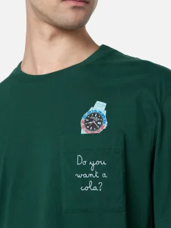 Weißes Coyyon-T-Shirt Connor für Herren mit „Do you want a cola“-Stickerei