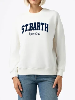 Weißes Damen-Sweatshirt aus Fleece-Baumwolle Stardust
