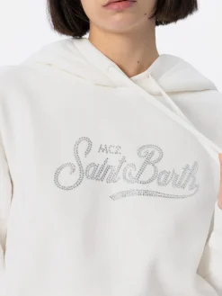 Weißes Damen-Sweatshirt Virginia mit Strasssteinen
