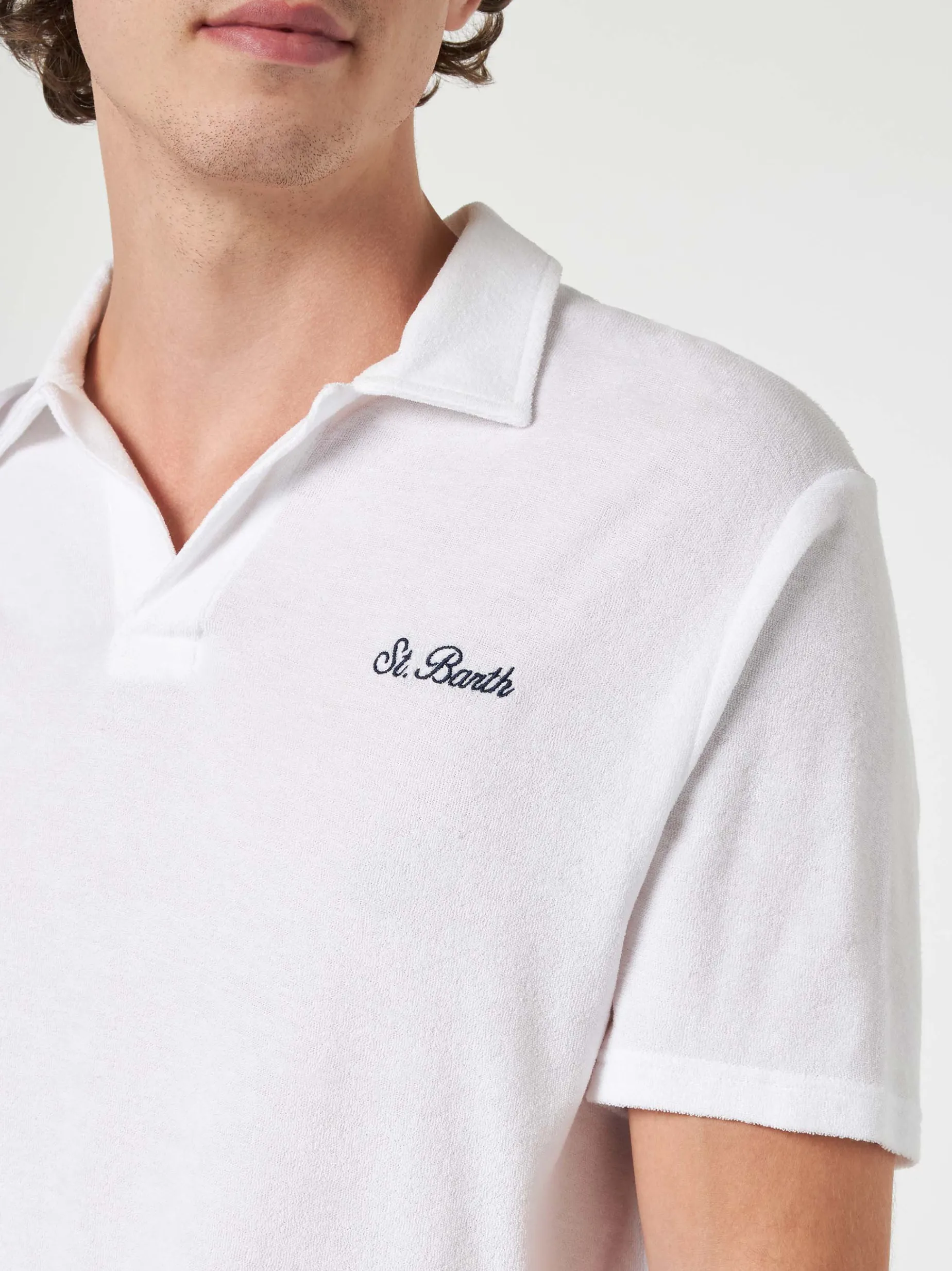 Weißes Herren-Terry-Poloshirt Jeremy
