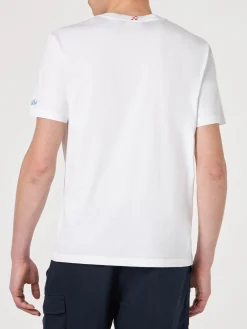 Weißes Herren-T-Shirt aus Baumwolle mit St. Barth Padel Club-Aufdruck