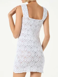 Weißes Häkelkleid für Damen