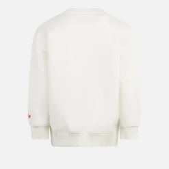 Weißes Mädchen-Sweatshirt mit Rundhalsausschnitt und Ingwerrohr-Aufnähern