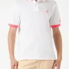 Weißes Piquet-Polo mit Palmenstickerei