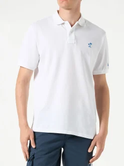 Weißes Piquet-Polo mit St. Barth-Logo mit Vintage-Effekt