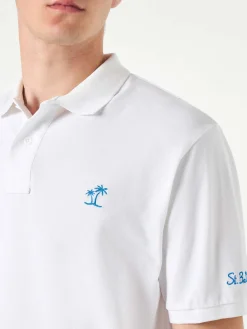 Weißes Piquet-Polo mit St. Barth-Logo mit Vintage-Effekt