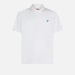 Weißes Piquet-Polo mit St. Barth-Logo mit Vintage-Effekt