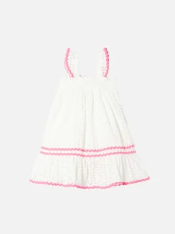 Weißes Sangallo-Kleid für Mädchen