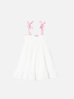 Weißes Sangallo-Kleid für Mädchen