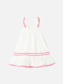 Weißes Sangallo-Kleid für Mädchen