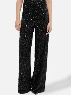 Weite Damenhose Lucette mit schwarzen Pailletten