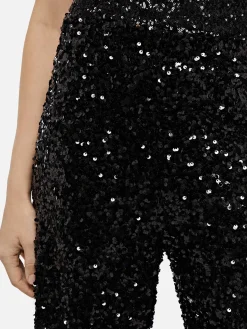 Weite Damenhose Lucette mit schwarzen Pailletten