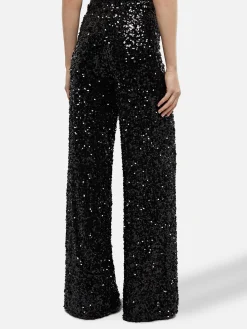 Weite Damenhose Lucette mit schwarzen Pailletten