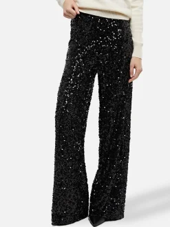 Weite Damenhose Lucette mit schwarzen Pailletten