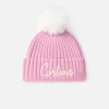 Wengen-Rippmütze für Damen in Rosa mit Cortina-Stickerei