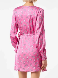 Wickelkleid aus Satin mit Paisley-Print