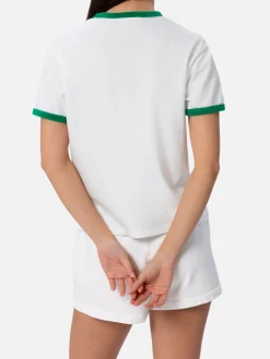 Woan Baumwollfrottee-T-Shirt „Priscilla“ mit Rundhalsausschnitt und Paspelierung | AUSTRALIAN BRAND SPECIAL EDITION