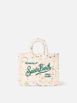 Wollhandtasche Mini Vanity mit weißem Tweedmuster