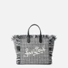 Wollhandtasche Mini Vanity mit glänzendem Hahnentrittmuster