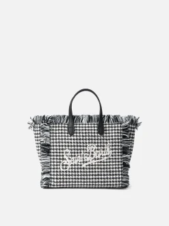 Wollhandtasche Mini Vanity mit glänzendem Hahnentrittmuster
