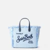 Wollhandtasche Mini Vanity mit glänzendem Hahnentrittmuster