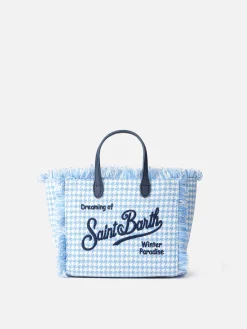 Wollhandtasche Mini Vanity mit glänzendem Hahnentrittmuster
