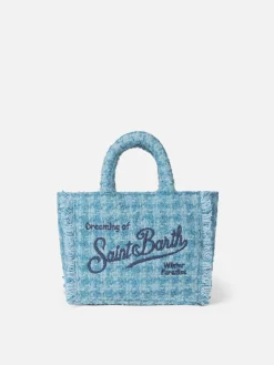 Wollhandtasche Mini Vanity mit hellblauem Tweedmuster